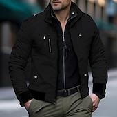 economico Giubbotti Cargo-Per uomo Giacca da camionista Giubbotto bomber Giacca utility Giacca di transizione All'aperto Abbigliamento quotidiano Indossabile Tasca Primavera &amp; Autunno Semplice Moda Streetwear Colletto Mao