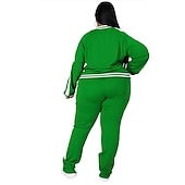 cheap Women&#039;s Tracksuit-Women&#039;s Tracksuit Sweatsuit 2 Piece Athletic Winter Long Sleeve Thermal Warm Breathable Soft Fitness Running Jogging Sportswear Activewear Striped Black Yellow Light Green