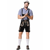 preiswerte Männer-Oktoberfest Lederhosen Hemd Bayerisch Bayerisch Deutsch Wiesn Herren Stoff im traditionellen Stil Bluse Shorts Hut