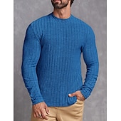 economico magliette di base-Per uomo Maglietta Camicia a Maniche Lunghe Manica Lunga Girocollo Primavera &amp; Autunno Semplice Striscia di Fossa Moda Designer Essenziale Lavoro a maglia Vacanza Streetwear Uscire Vinaccia Nero Blu