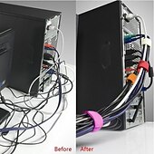 ieftine organizator de cabluri-50 de bucăți de legături de cablu velcro reutilizabile pentru înfășurarea cablului curea de nailon cu cârlig și buclă pentru gestionarea firelor instrumente de organizare a cablurilor
