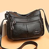 olcso Keresztpántos táskák-női műbőr crossbody táska - több zsebes vállas kézitáska cipzárral a mindennapi alkalmi használatra