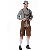 preiswerte Männer-Oktoberfest Lederhosen Hemd Bayerisch Bayerisch Deutsch Wiesn Herren Stoff im traditionellen Stil Bluse Shorts Hut