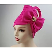 preiswerte Hochzeit Kopfschmuck-Kopfbedeckungen Kopfbedeckung Polyester / Baumwollmischung Schlapphut Turbane Casual Kirche Mit Pure Farbe Muster Kopfschmuck Kopfbedeckung