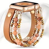 baratos Pulseiras de Apple Watch-Compatível com Pulseira Apple Watch 38mm 40mm 41mm 42mm 44mm 45mm 49mm Feminino Purpurina Couro PU Contas pulseira de substituição para iwatch Ultra 2 Series 9 8 7 SE 6 5 4 3 2 1