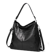 billiga Hand- och toteväskor-Dam Crossbody-väska Tote Axelväska Hoboväska PU läder Utomhus Dagligen Helgdag Dragkedja Stor kapacitet Vattentät Hållbar Ensfärgat Brun fläck Datum rött Svart