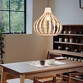 billige Lyktedesign-led pendellys 35cm håndvevd kurv hengende rør hengende lokk lampe pil rotting skjermer vev lampe lys lysekrone justerbar kabel