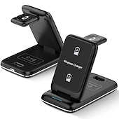 voordelige Draadloze opladers-3 in 1 opvouwbare 15w snelle draadloze oplader stand voor iphone 14 13 12 pro max apple watch airpods pro draadloos laadstation