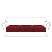 abordables Housse de fauteuil et d&#039;accoudoir de canapé-canapé extensible housse de coussin housse élastique canapé fauteuil causeuse 4 ou 3 places gris uni solide doux durable lavable