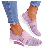 abordables Zapatillas de mujer-Mujer Zapatillas de deporte Slip-Ons Zapatos blancos Tallas Grandes Zapatos Flyknit Exterior Diario Tacón Plano Dedo redondo Deportivo Casual Minimalismo Zapatos para correr Flying Weaving Mocasín