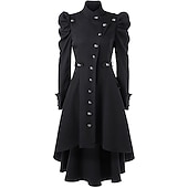 levne Svrchní oděvy-Retro Punk a gotika Středověké Frak Trenčkot Čerodějnice cosplay Jednobarevné Dámské Steampunk Valpuržina noc předvečer Všech svatých Karneval Plesová maškaráda LARP Dospělé Kabát Šaty