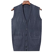 preiswerte Herren Strickjacke-Herren Pullover Pullunder Wollpullover Kaschmir Strickjacke Gerippt Stricken Standard Tasche Strick Raute V Ausschnitt Warm-Ups Moderne zeitgenössische Freizeitskleidung Ausgehen Bekleidung Winter