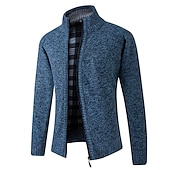 economico Maglioni Cardigan da uomo-Per uomo Cardigan Maglione Maglione con zip A coste Maglia Standard Tasche Lavorato a maglia Liscio Colletto alla coreana Top caldi Contemporaneo moderno Da tutti i giorni Per uscire Abbigliamento