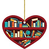 お買い得  木のアクセサリー-クリスマスツリーの装飾、スクエアハートの本棚ペンダント、図書館の本棚のハートの飾り、部屋の装飾
