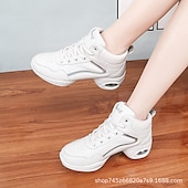 abordables Chaussures de jazz-Femme Chaussures de Jazz Baskets de Danse Danse en ligne Utilisation Entraînement Soirée Manteaux en similicuir Plus doux Professionnel Deli-pointes Talon épais Bout rond Lacet Adolescent Adulte Noir