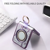 cheap Samsung Cases-Phone Case For Z Flip 6 Z Flip 5 Back Cover Magnetic Adsorption With Magsafe with Stand Holder Ring Holder Full Body Protective Retro TPU Plating Metal