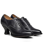 tanie lata 30.-damskie gatsby vintage brown ze sztucznej skóry sznurowane buty na obcasie oxford - styl retro wiktoriański na formalne i codzienne okazje