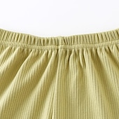 abordables Pyjamas-Ensembles de pyjama Fille Enfants Printemps Automne Actif manche longue SY01-pyjama rose clair Jaune Vert Claire Couleur unie Bouton Intérieur 7-13 ans