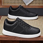 billiga Herrsneakers-Herr Sneakers Kontor / Business Vita skor Promenad Ledigt Dagligen Läder Bekväm Korta stövlar / ankelstövlar Loafers Svart Vit Vår Höst