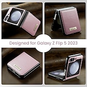 Χαμηλού Κόστους Samsung Θήκη-τηλέφωνο tok Για Samsung Galaxy Z Flip 5 Z Flip 4 Πίσω Κάλυμμα Φορητά Αντικραδασμική Κορνίζα Δέρμα Ρετρό TPU Μεταλλικό PU δέρμα