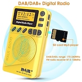 cheap Radios and Clocks-Mini Pocket DAB Digital Radio FM Digital Demodulator Portable MP3 Player with 1.44 Inch LCD Screen Built-in Rechargerable Battery