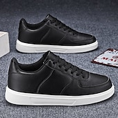 billiga Herrsneakers-Herr Sneakers Kontor / Business Vita skor Promenad Ledigt Dagligen Läder Bekväm Korta stövlar / ankelstövlar Loafers Svart Vit Vår Höst