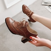 abordables Zapatos Oxford de mujer-Tacones Oxford marrones vintage para mujer: perfectos para la oficina y eventos formales, con detalles brogue y un cómodo tacón medio.