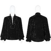baratos Tops-Punk e gótico Medieval Steampunk Blusa / Camisa Feira Ren Balão Vampiros Decote V Homens Pirata Fantasia Real Dia Das Bruxas Carnaval Festa Adulto Camisa Outono &amp; inverno