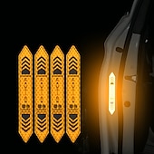 cheap Car Stickers-4 Pcs Car Door Warning Stickers Night Visibility Reflective Tape Door Stickers Decorative Stickers Car Body Reflective Strip Car Accessories