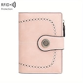 billige Lommebøker-rfid-blokkerende lommebok i kunstskinn for kvinner – vintage bifold clutch-veske med stor kapasitet med myntlomme med glidelås for hverdags- og reisebruk