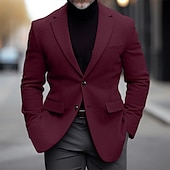 abordables Blazers Clásicos para Hombres-Hombre chaqueta Negocio Fiesta de Boda Moda Casual Invierno Primavera &amp; Otoño Mezcla de Lana Plano Bolsillo Casual / Diario Botonadura Simple Chaqueta de sport Negro Burdeos Azul Marino Gris