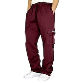 cheap Sweatpants-Men&#039;s Sweatpants Joggers Trousers Cargo Sweatpants Pocket Plain Comfort Breathable Outdoor Daily Going out Fashion Casual Dark Khaki Black