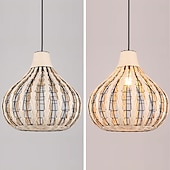 billige Lyktedesign-led pendellys 35cm håndvevd kurv hengende rør hengende lokk lampe pil rotting skjermer vev lampe lys lysekrone justerbar kabel