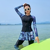 abordables Lycra de surf-Femme Anti UV Maillot de bain Protection solaire UV UPF50+ Respirable manche longue Maillot de bain Zip sur le devant Natation Surf Plage Sports nautiques Floral Eté Printemps Automne