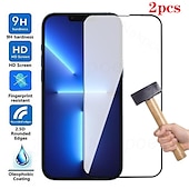 Недорогие Защитные плёнки для экрана iPhone-2 штs Защитная пленка Назначение Apple айфон 16 iPhone 15 Pro Max 14 Plus 13 12 11 Pro Max Закаленное стекло Уровень защиты 9H Анти-пузыри Против отпечатков пальцев HD Совместимость с 3D Touch