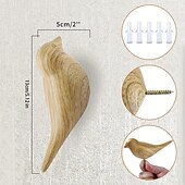 billige Lagring og oppbevaring-1pc/3pcs, designer wood grain fuglefrakkkroker - premium resin kreative veggmonterte fugler dekorativ kunst dekor lue håndklepose henger gave til hjemmet, stuen, soverommet, butikken