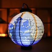 cheap Halloween Indoor-Halloween Paper Lantern Pumpkin Bat Spider Skeleton Castle LED Lantern Light for Indoor Outdoor Halloween Party Decor
