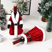 cheap Kitchen-Christmas Wine Decoration Creative Red Wine Bag, Christmas Dress Wine Bottle Cover, Christmas Skirt Wine Bottle Decoration, Christmas Red Wine Cover