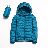billiga Puffers &amp; Parka-dam pufferjacka med hoodie jacka vandring dunjacka vinter utomhus termisk varm packbar vattentät vindtät jacka topp full längd synlig dragkedja fiske camping / vandring / grottvandring