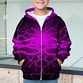 billiga Pojkens 3D Vision &amp; Geometri-Pojkar 3D Grafisk Huvtröja Kappa Ytterkläder Långärmad 3D-tryck Höst Vinter Mode Streetwear Häftig Barn 3-12 år Utomhus Ledigt Dagligen Normal