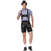  Μπύρα Oktoberfest Lederhosen Πουκάμισο βαυάρος βαυάρος Γερμανικά Λιβάδια Ανδρικά Πανί παραδοσιακού στυλ Μπλούζα Κοντά Παντελονάκια