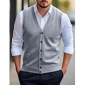 preiswerte Herren Strickjacke-Herren Weihnachtspullover Pullunder Kleid Pullover Strickjacke Gerippt Stricken Standard Tasche Strick Glatt V Ausschnitt Warm-Ups Moderne zeitgenössische Freizeitskleidung Ausgehen Bekleidung Winter