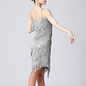 preiswerte Übungsbekleidung-Latein-Tanz Kleid Pure Farbe Farbaufsatz Pailetten Damen Leistung Ausbildung Ärmellos Hoch Polyester