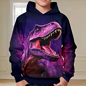 billiga Pojkens 3D-djur-Pojkar 3D Dinosaurie Huvtröja Pullover Långärmad 3D-tryck Höst Vinter Mode Streetwear Häftig Barn 3-12 år Utomhus Ledigt Dagligen Normal