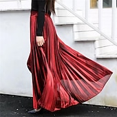 ieftine Fuste simple-Pentru femei Fustă Linie A Leagăn Fusta lunga Elegant Modă Maxi Talie Înaltă Fuste Mată Plisată Stradă Zilnic Argintiu Roșu Vin Negru Auriu Iarnă Amestec Bumbac Catifea