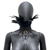 levne Příslušenství a další-Retro Punk a gotika Náhrdelník Péřový límec Čerodějnice Zlý Dámské Fantazie Steampunk Valpuržina noc Plesová maškaráda Večírek Dospělé Šály