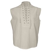 halpa Topit-Retro / vintage Keskiaika Renessanssi Liivi T-paita Merirosvo Viikinki Naamiaispuku Miesten Merirosvo Halloween Karnevaali Naamiaiset LARP Aikuisten Pusero Kevät kesä