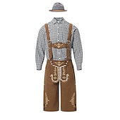 preiswerte Männer-Oktoberfest Lederhosen Hemd Bayerisch Bayerisch Deutsch Wiesn Herren Stoff im traditionellen Stil Bluse Shorts Hut