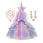 levne Dívčí kostýmy-Jednorožec Šaty Cosplay Paruky taška Punčocháče pro tanec Tutu Filmové kostýmy for Dívčí Batole Dětské Karneval Nový rok Plesová maškaráda Svatební Svatební host
