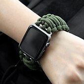 baratos Pulseiras de Apple Watch-1 pacote Corda trançada artesanal Compatível com Pulseira Apple Watch 38mm 40mm 41mm 42mm 44mm 45mm 49mm Entrançado Elástico Ajustável Tecido pulseira de substituição para iwatch Ultra 2 Series 9 8 7
